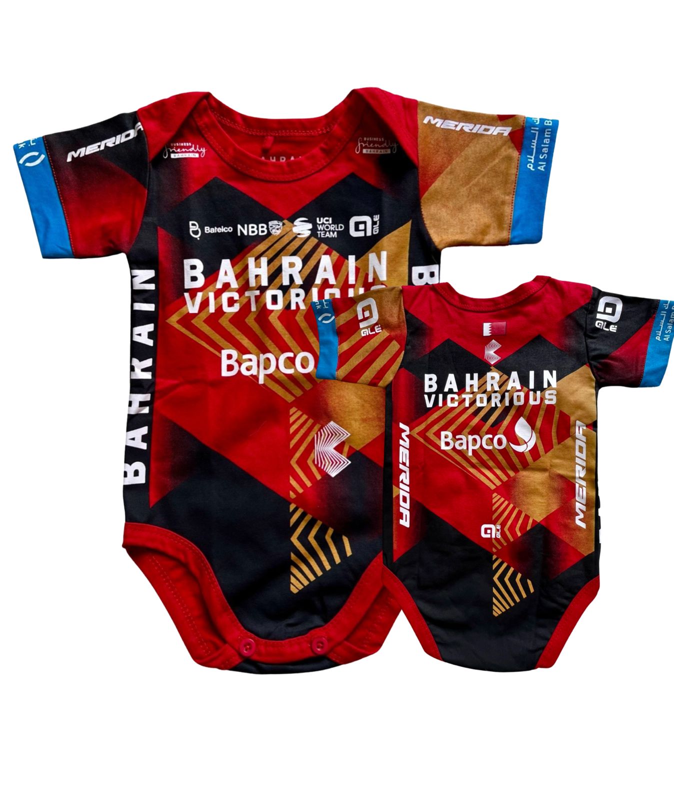New Limited Edition Bahrain Team Victorious cycling team baby onesie season 2023/2024