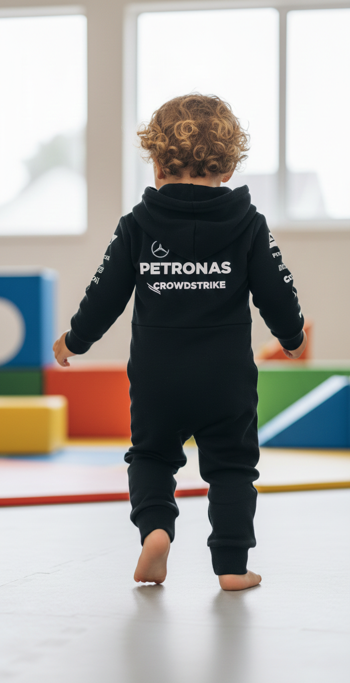 New Mercedes Racing F1 Limited Edition Baby Anorak Jumpsuit 100% cotton