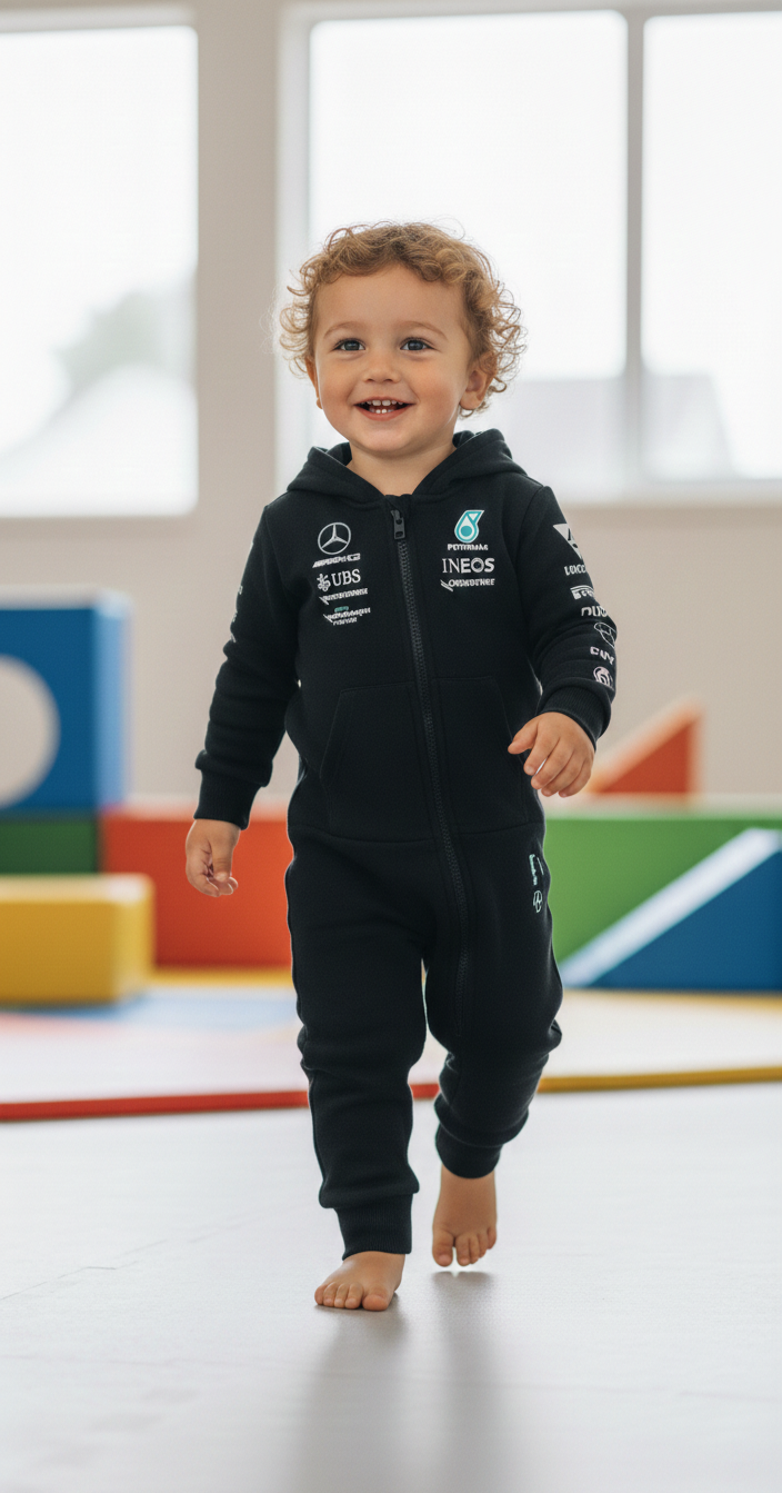 New Mercedes Racing F1 Limited Edition Baby Anorak Jumpsuit 100% cotton